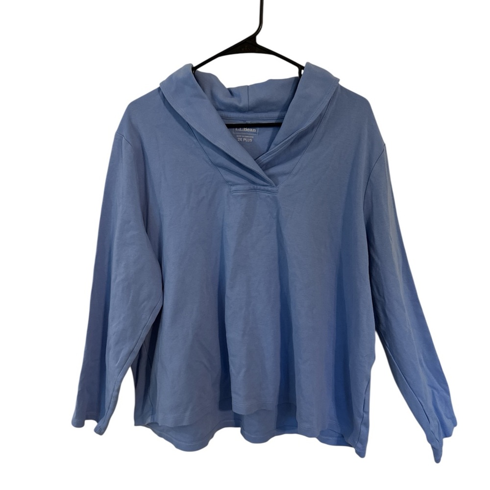 LL Bean Cozy Blue Hooded Top Woman’s 2XL